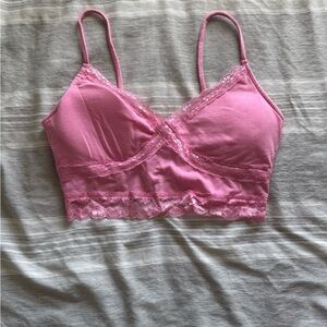 Pink Lace-Trim Bralette